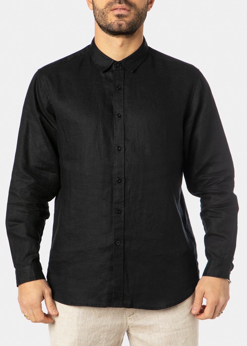 100% Linen Black Shirt 